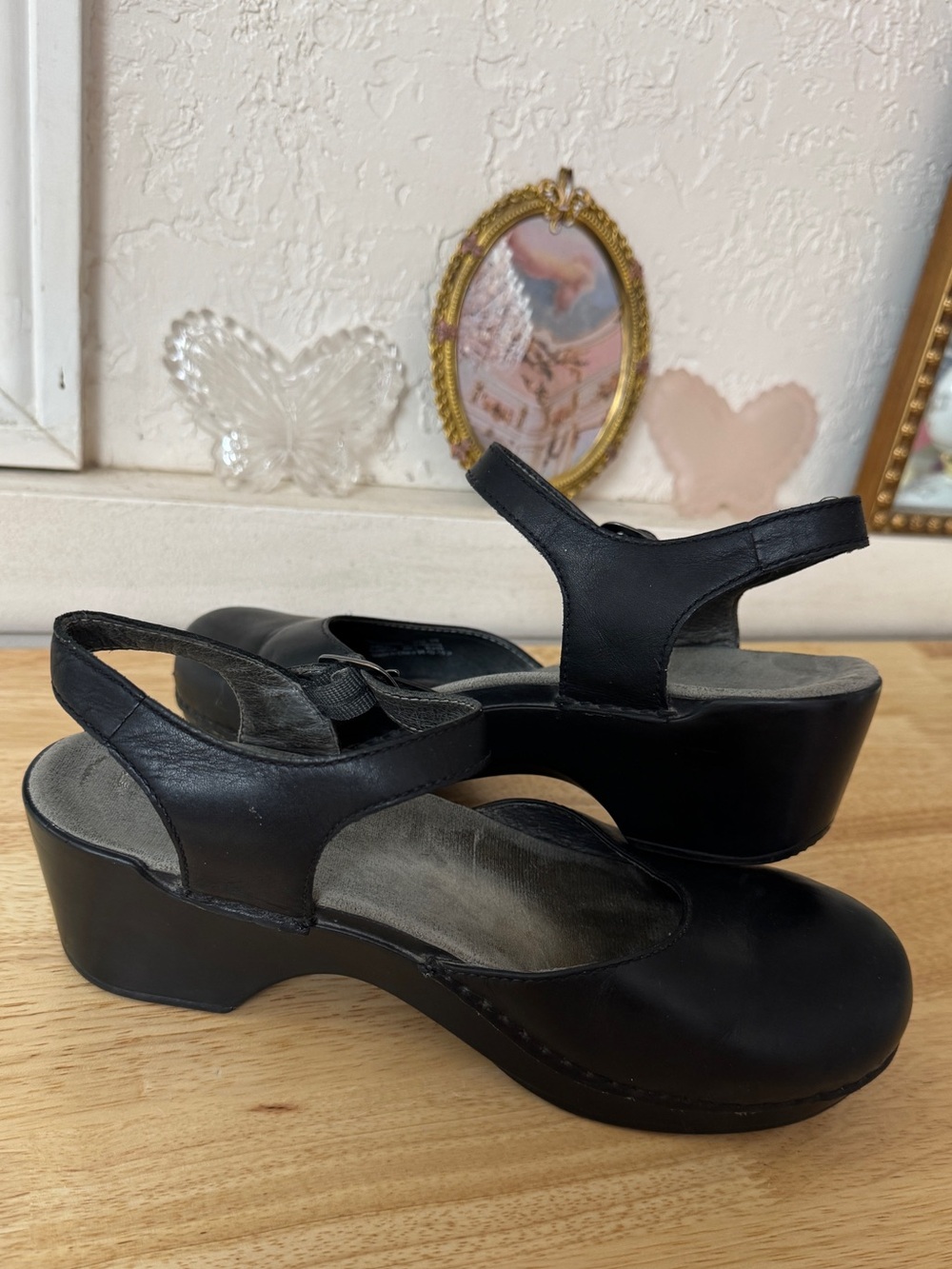 Dansko Black Leather Mary Jane Clogs Comfort Slip-On Shoes EU 39 US 8.5-9 - Picture 14 of 16